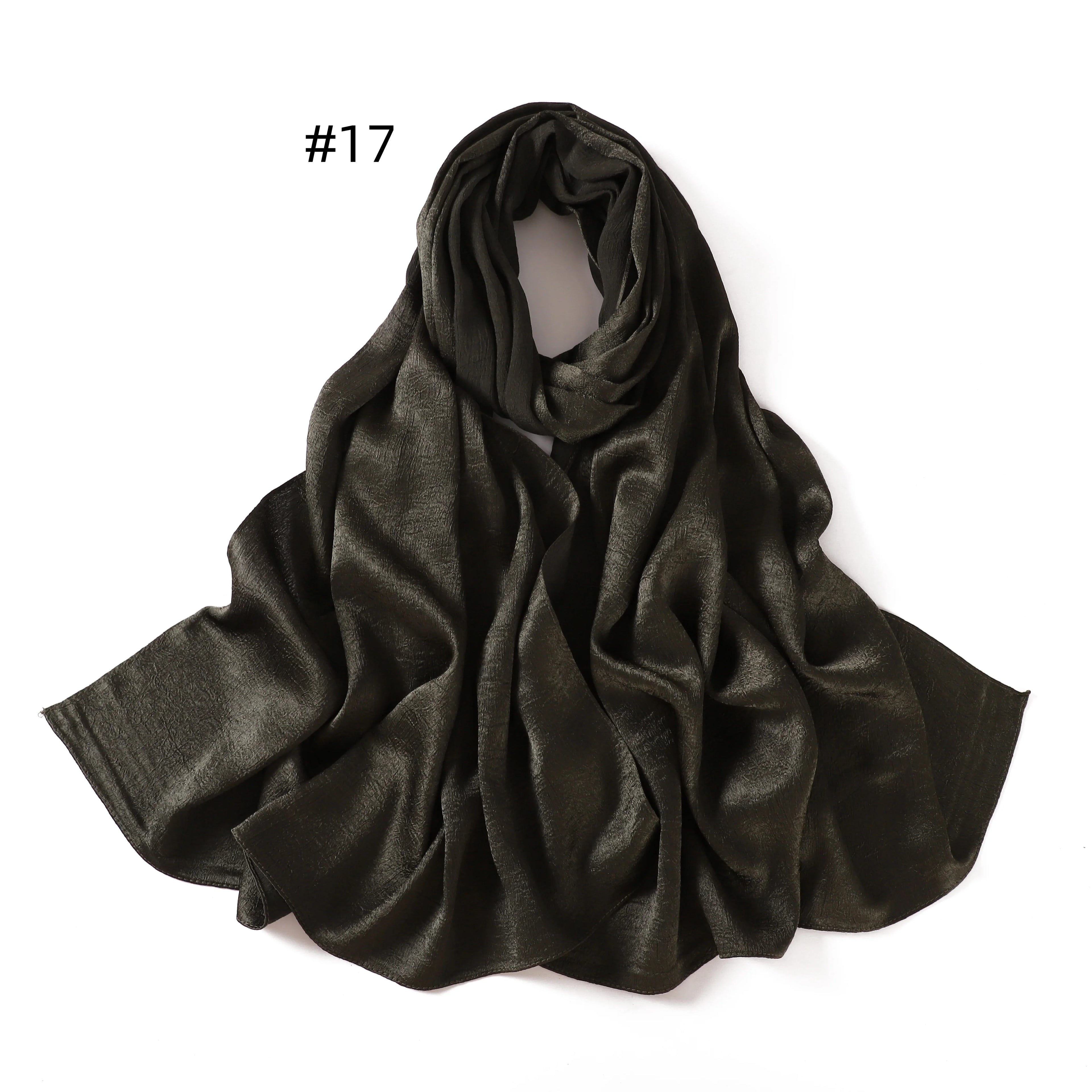 Crepe Silk Satin Solid Color Scarves Luxury Bandana Headband Headscarf Shawl Woman Turban Hijabs Rectangular Scarf for Women