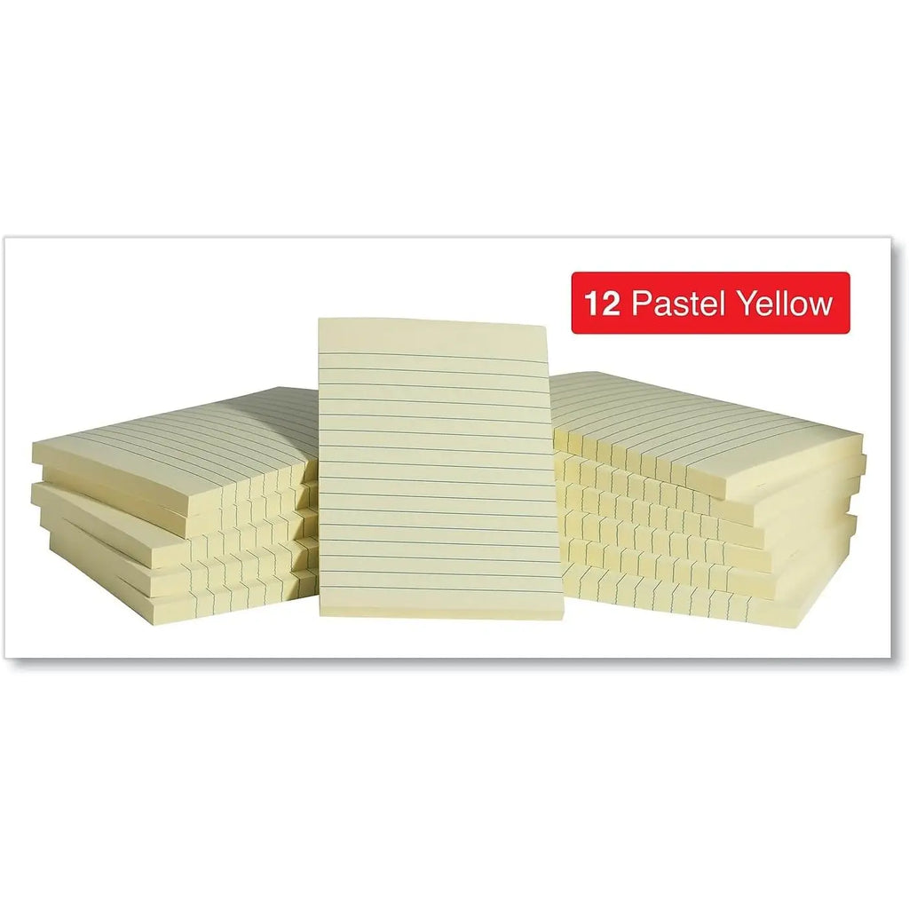 Universal UNVN35673 Self-Stick Note Pads Lined 4 X 6 Yellow 100-Sheet (Pack 12) Magnetic Cute PET Memo Pad Office Stationery