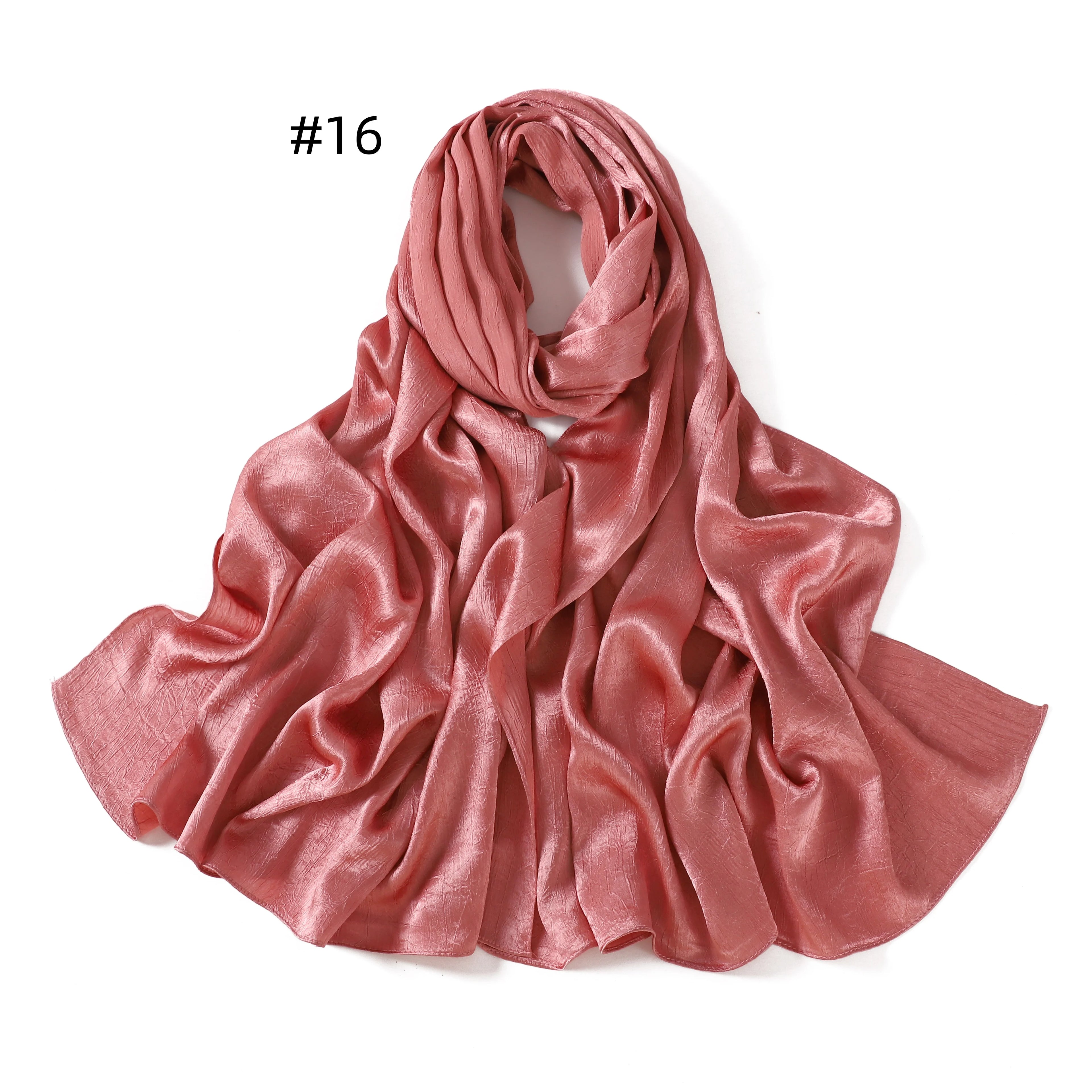 Crepe Silk Satin Solid Color Scarves Luxury Bandana Headband Headscarf Shawl Woman Turban Hijabs Rectangular Scarf for Women