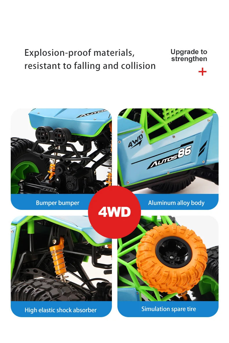 Rc Drift Cars Super Sized 1:8 Alloy Climbing Remote Control Car  Mountain Bigfoot Off-Road Vehicle 4WD Toy Model