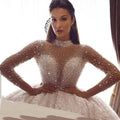 S3381F     2025   New Drop Shipping  Fashion High Quality Customize Long Round Neck  Wedding Gowns Dress Bridal Luxury