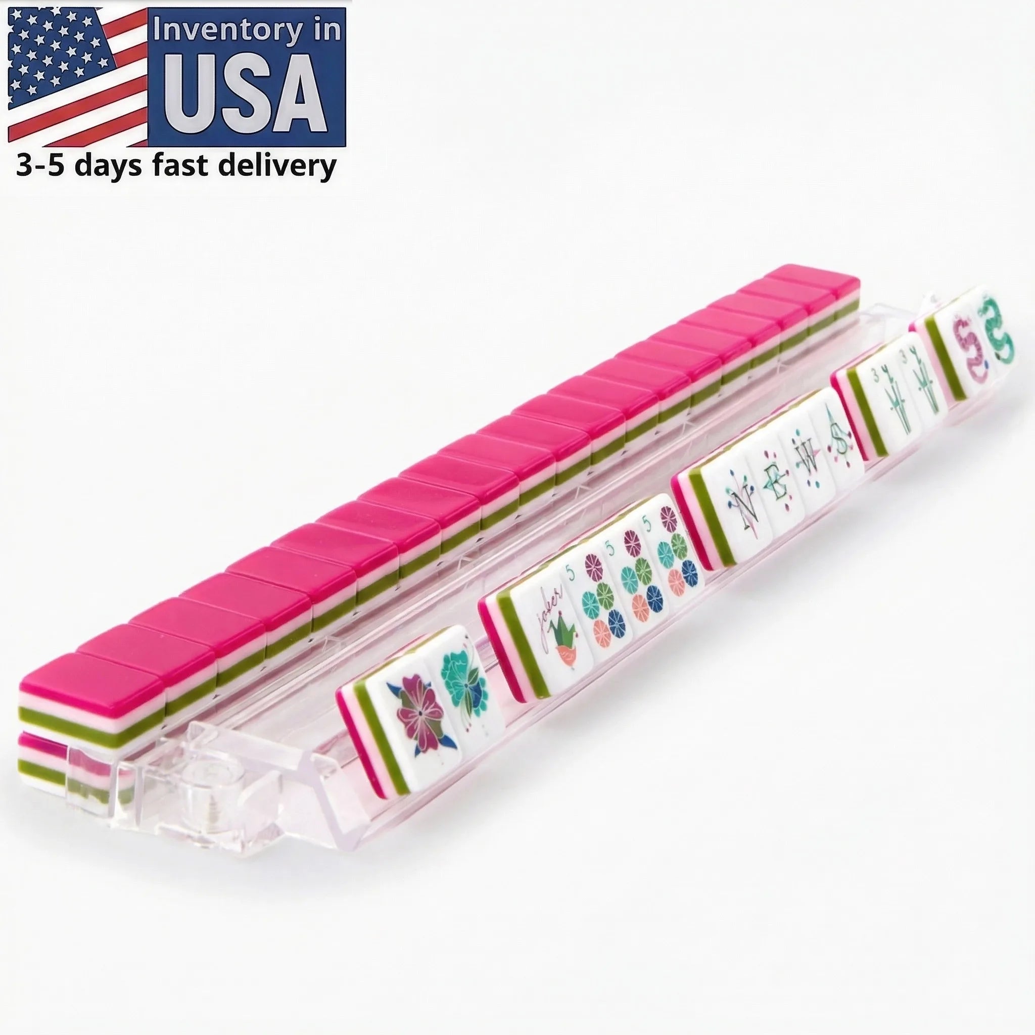 US Local Warehouse US Local Stock Free Shipping Pink 4-layer Acrylic American Mahjong Tiles Mag RTS Portable Foldable Water