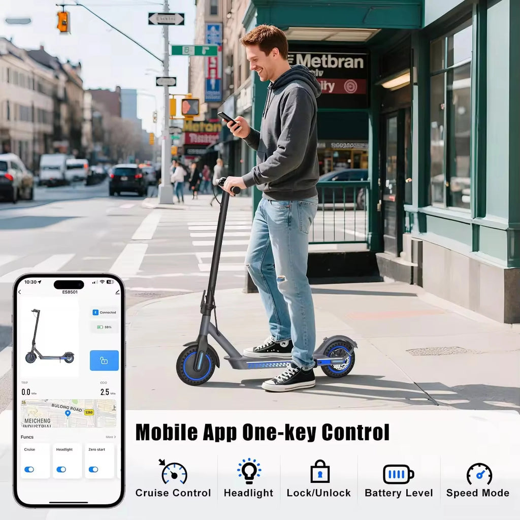 US Stock 350W Motor Aluminum Alloy Frame E Scooter Blue Mobility Moped 30kmh Electric Bike Foldable Scooter With Suspension