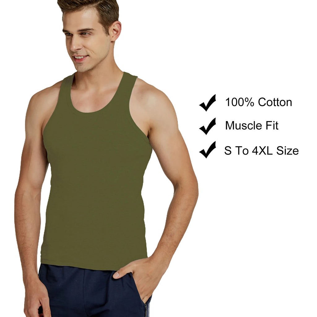 160 GSM Running Compression Gym Workout Stringer Muscle Tank Top Sweat Proof 100% Cotton Undershirt for Men