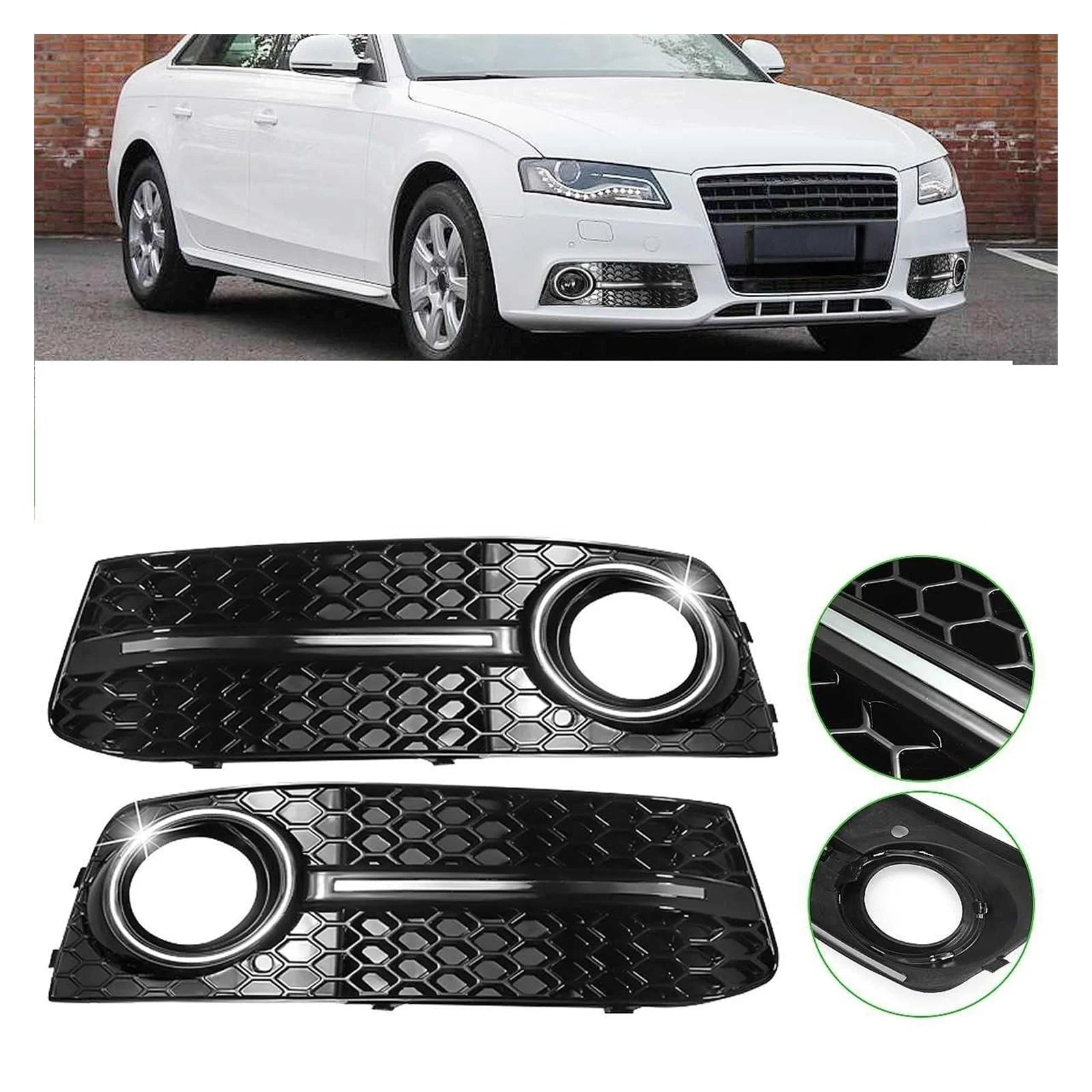 High Quality Chrome Ring Plastic A4 B8 FOG LAMP GRILLE for Audi A4 B8 2008 2009 2010 2011 2012