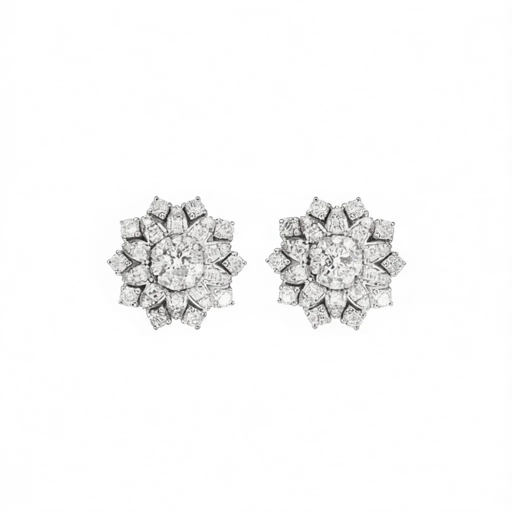 White Gold Diamond Earrings Round Brilliant Cut D Color Natural for Certified Classic Wedding Women's