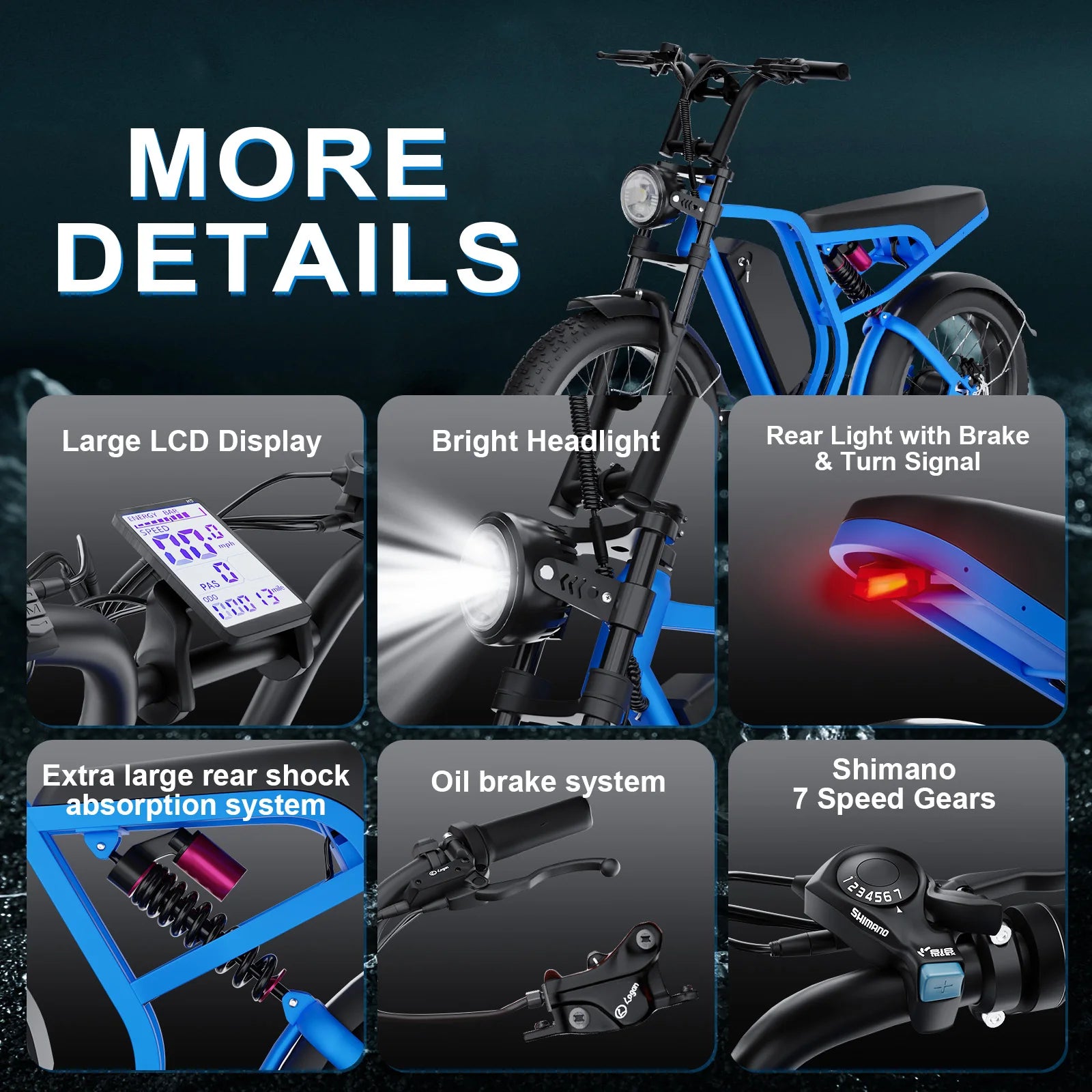 US Warehouse Electric Mountain Bike for Adults 1200w 52V 20ah Lithium Battery Fat Tire E-bike Eletrica Bicicleta Electr Bike