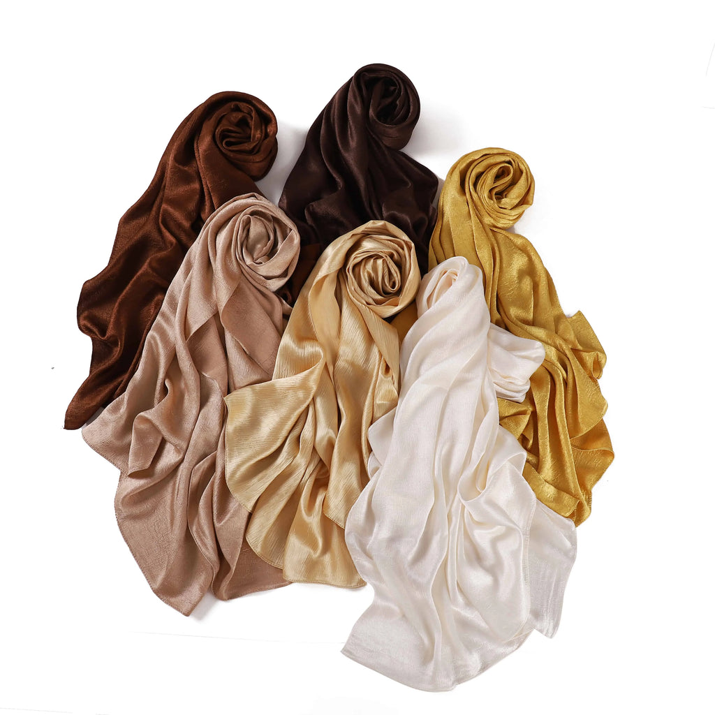 Crepe Silk Satin Solid Color Scarves Luxury Bandana Headband Headscarf Shawl Woman Turban Hijabs Rectangular Scarf for Women