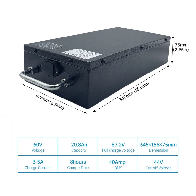 [US Stock & Free Shipping] 60V 20Ah Lithium Ion Battery Pack for Citycoco CP3 Electric Moped,E-Scooter/Fat Tire Scooter Battery