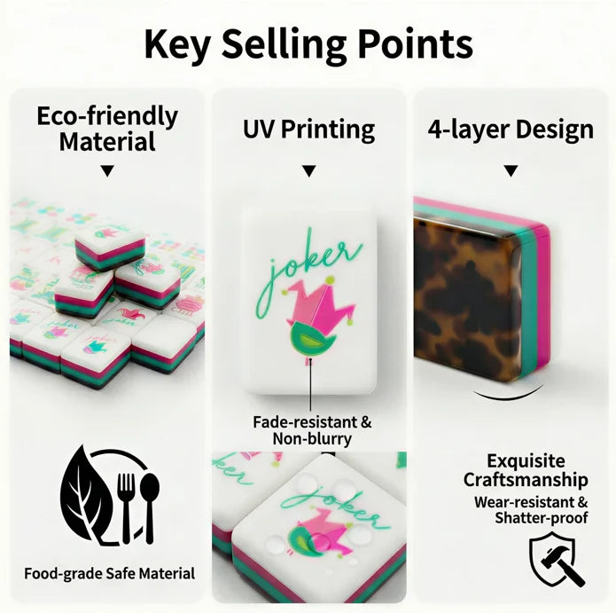 US Local Warehouse US Local Stock Free Shipping Pink 4-layer Acrylic American Mahjong Tiles Mag RTS Portable Foldable Water