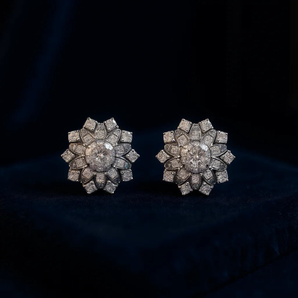 White Gold Diamond Earrings Round Brilliant Cut D Color Natural for Certified Classic Wedding Women's