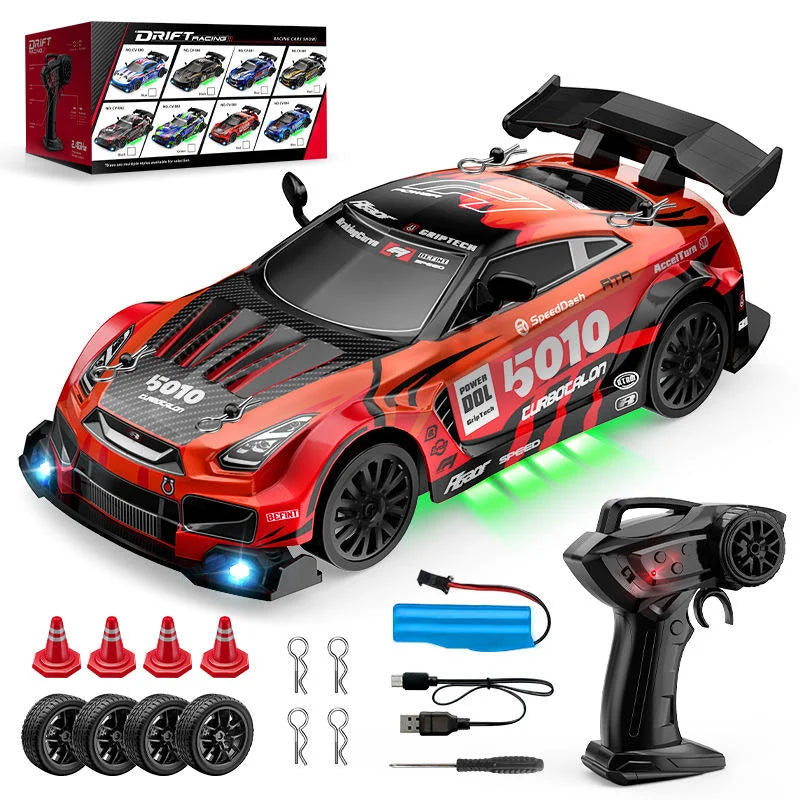 1/24 Scale Metal Remote Control Drift Car 2.4GHz 4WD High-Speed Sports Model with Follow Me & Auto Return for Boys Gift
