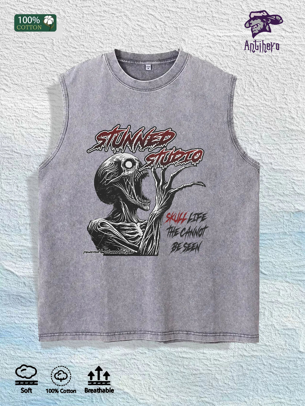 Antihero Stunned Studio Skull Tank Top 100% Cotton US Warehouse 7 Colors