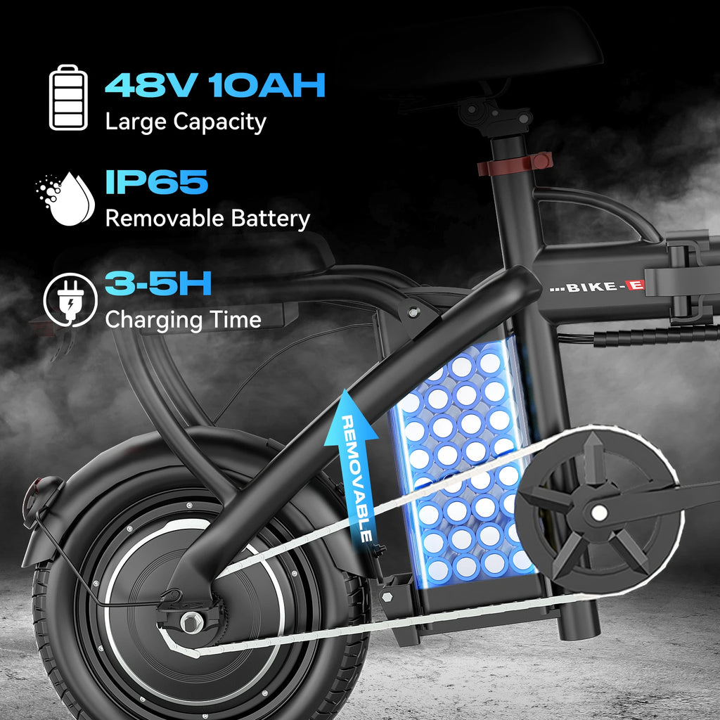 Cheap Electric Folding Bike 48V 500W 14Inch Ebike Electric Bicycle E-Bike Folding Mini Electric City Road Bike Kids Adult