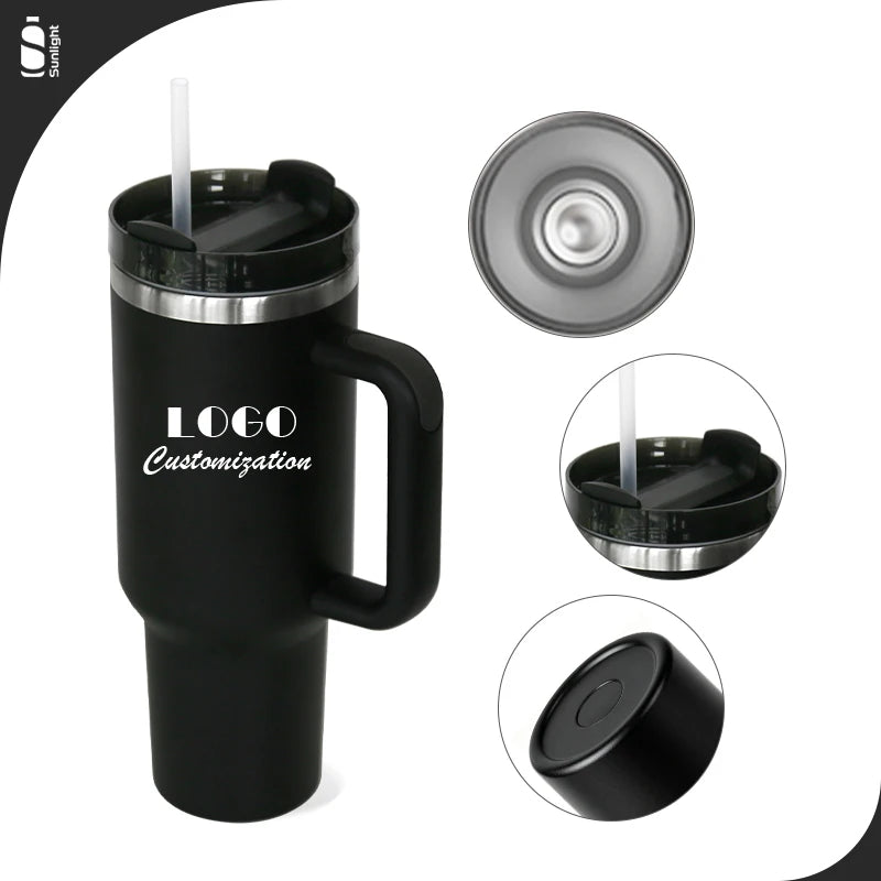 US Warehouse Travel Tumbler Wholesale Bulk Reusable Coffee Cup 40oz Pink Travel Mug Stainless Steel Cup 40oz Tumbler With Handle