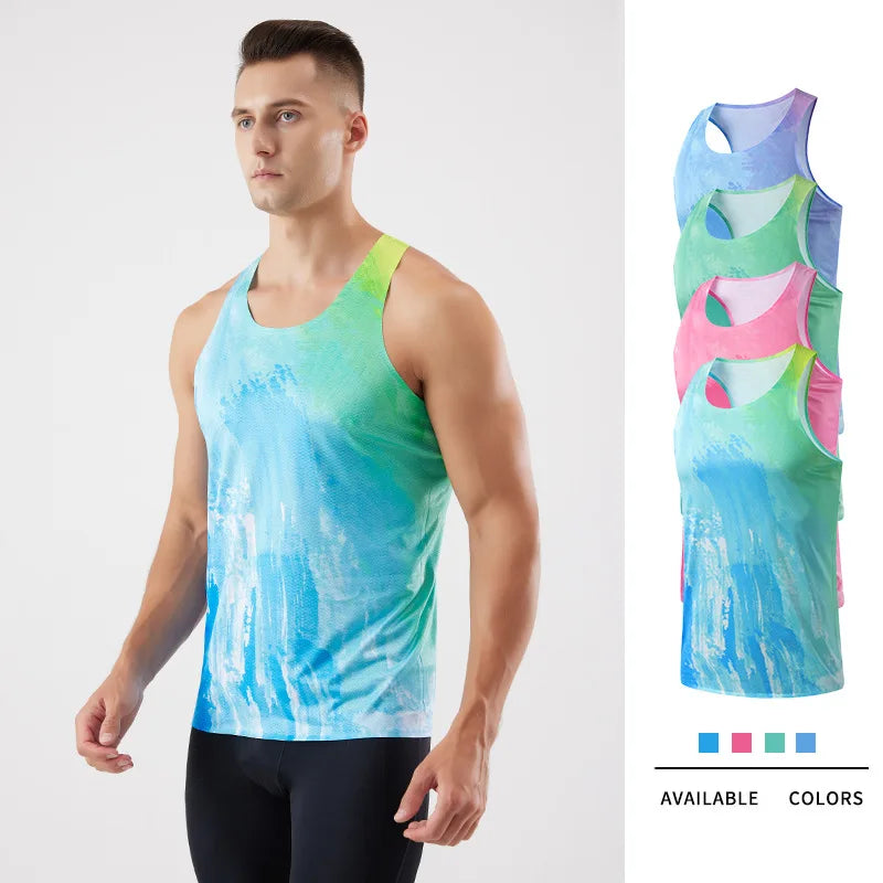 Colorful Training Sports Vest Sweat-Wicking Sleeveless Sports I-tank Top Vest Men's Running Workout Vest
