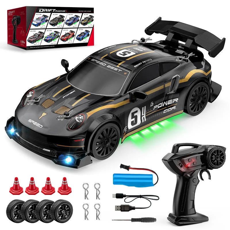 1/24 Scale Metal Remote Control Drift Car 2.4GHz 4WD High-Speed Sports Model with Follow Me & Auto Return for Boys Gift