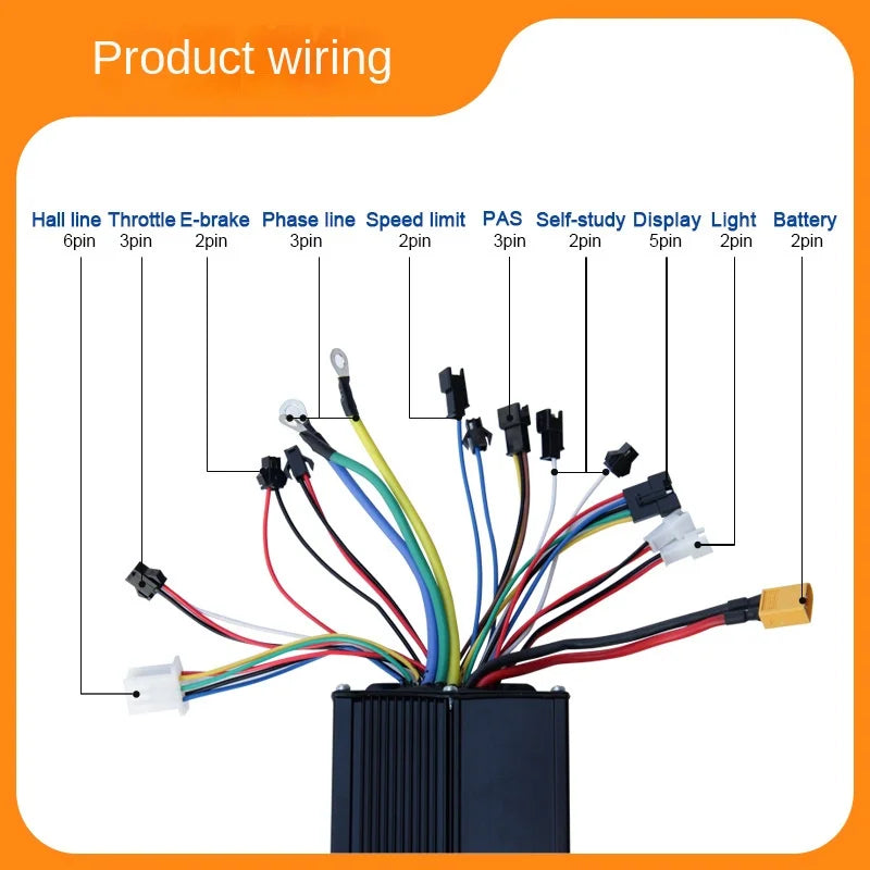 36-52V Electric Moped Accessories Modified Bicycle Lithium Battery with 45A Three-Mode Sine Wave Controller