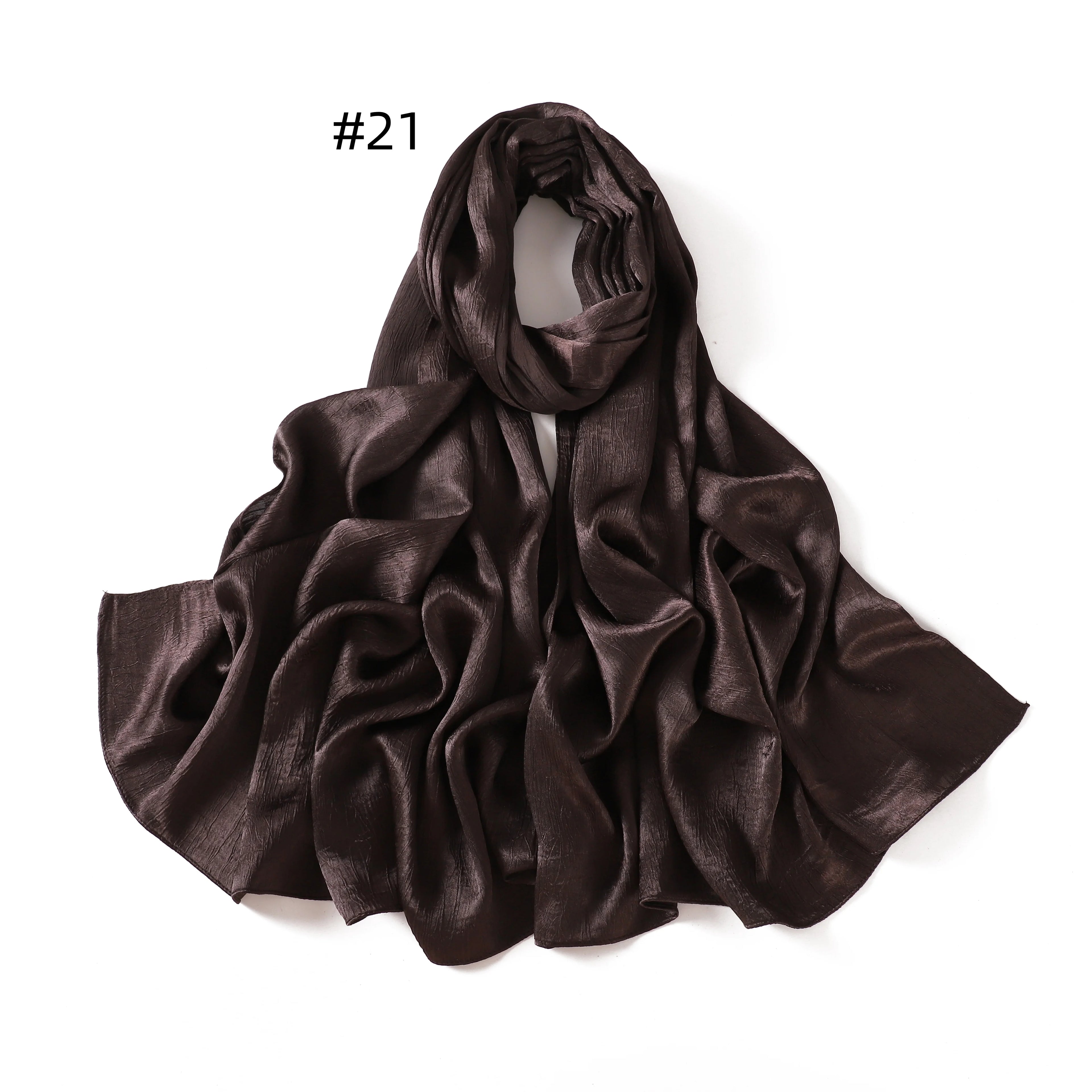 Crepe Silk Satin Solid Color Scarves Luxury Bandana Headband Headscarf Shawl Woman Turban Hijabs Rectangular Scarf for Women