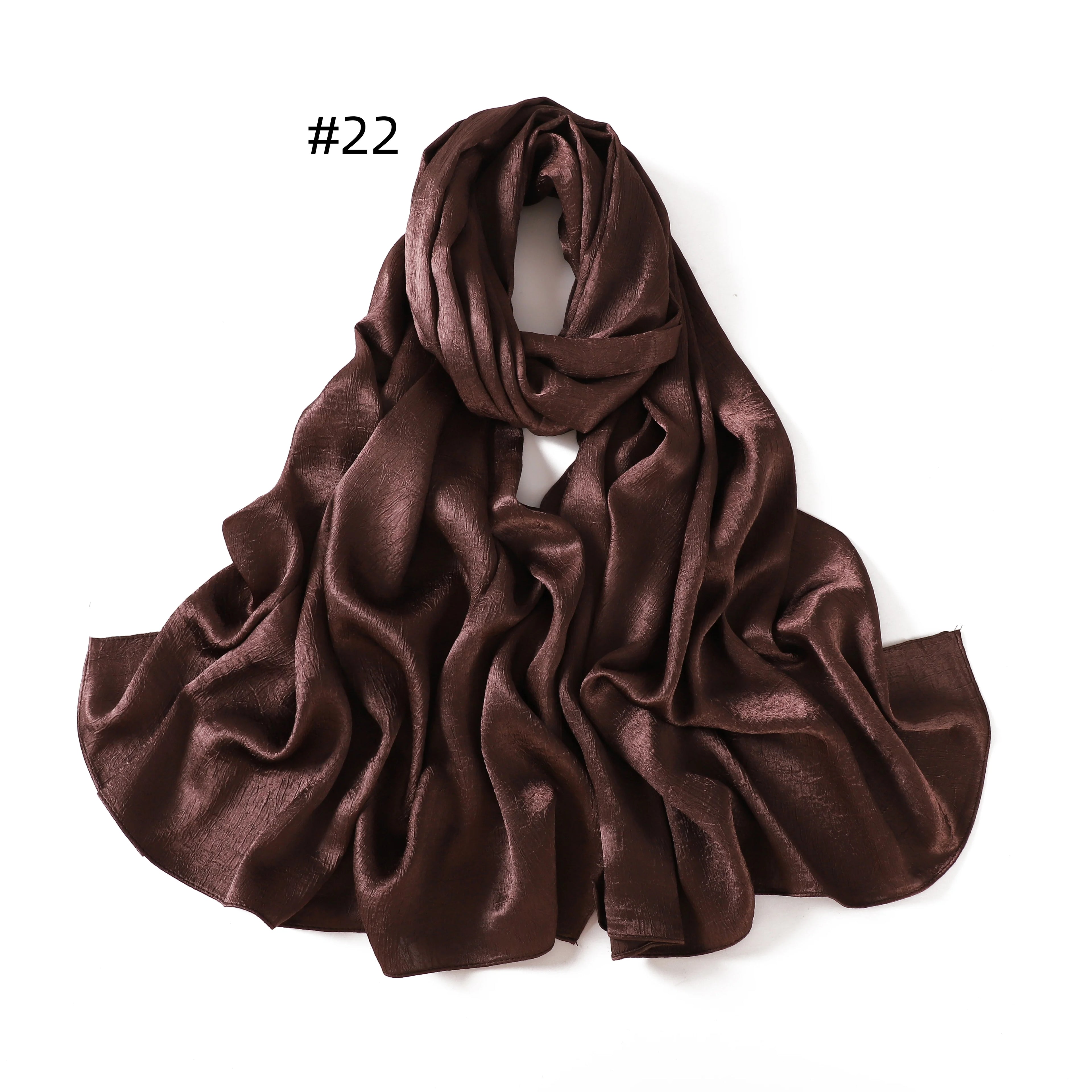 Crepe Silk Satin Solid Color Scarves Luxury Bandana Headband Headscarf Shawl Woman Turban Hijabs Rectangular Scarf for Women