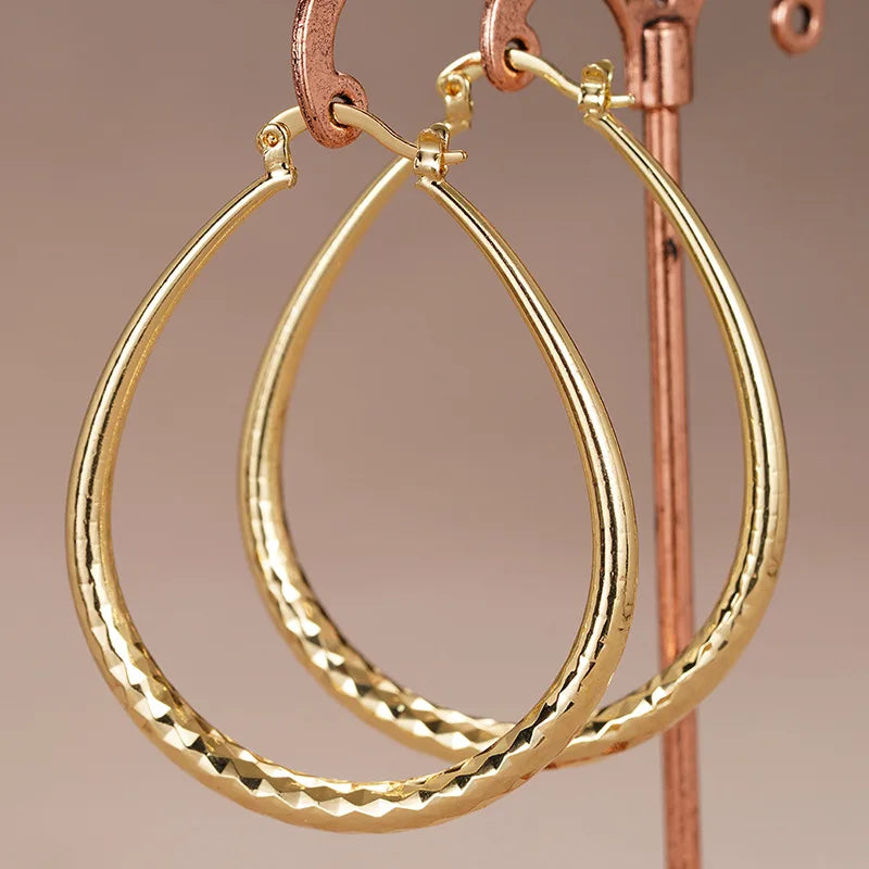 E4473 Golden Hoop Earrings for Women Gold Plated Stainless Steel Zircon Classic Fashion Jewelry