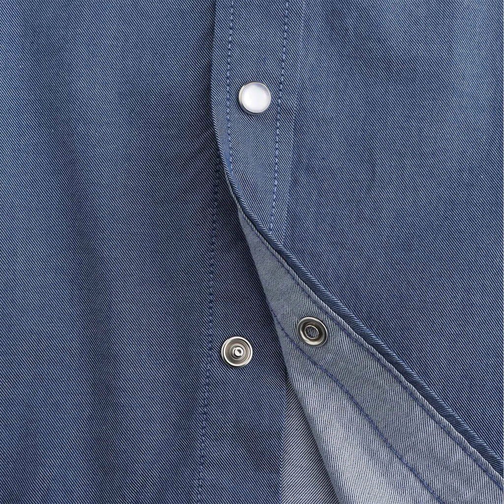 Mens Denim Western Cowboy Causal Pearl Snap Button up Short Sleeve Regular Fit Shirts
