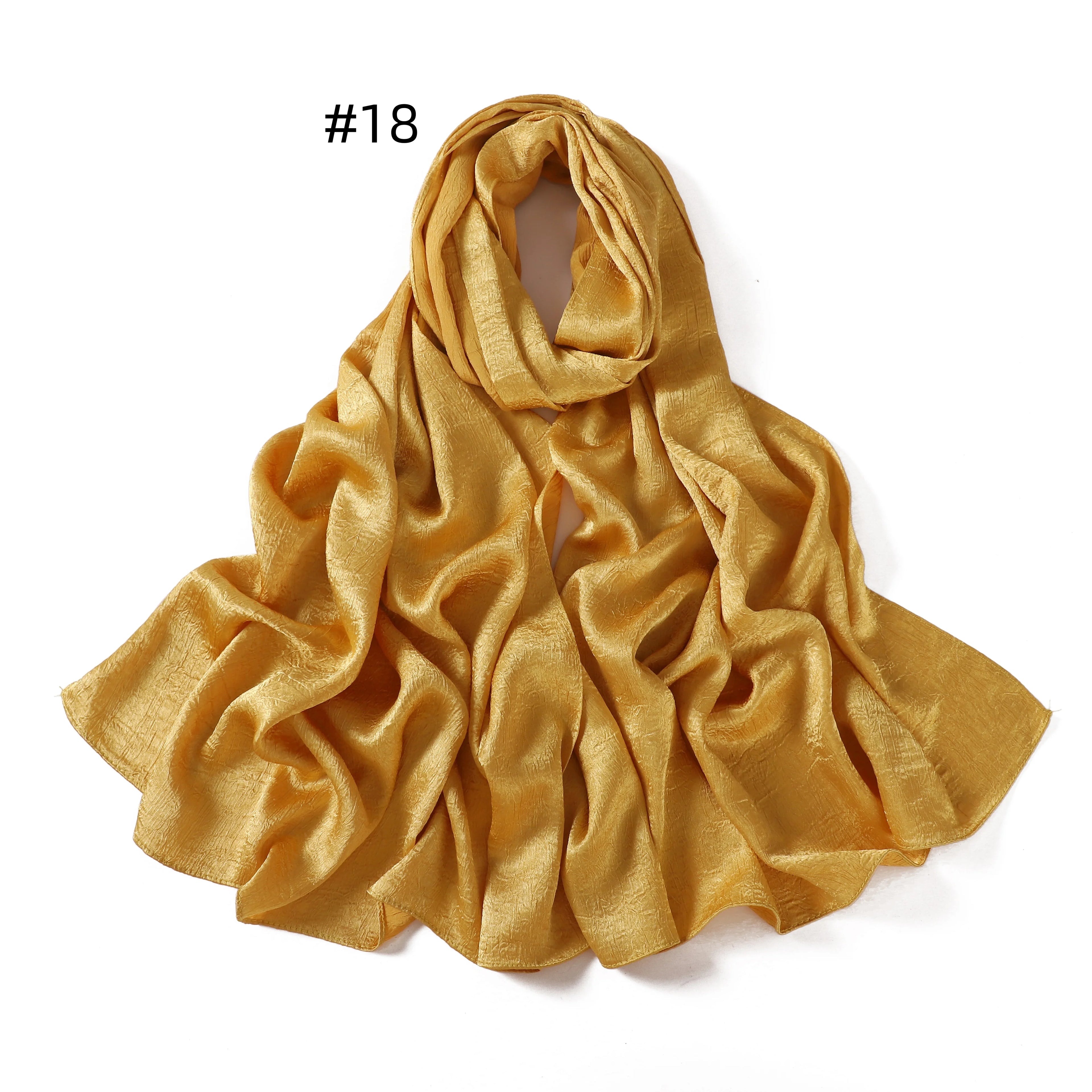 Crepe Silk Satin Solid Color Scarves Luxury Bandana Headband Headscarf Shawl Woman Turban Hijabs Rectangular Scarf for Women