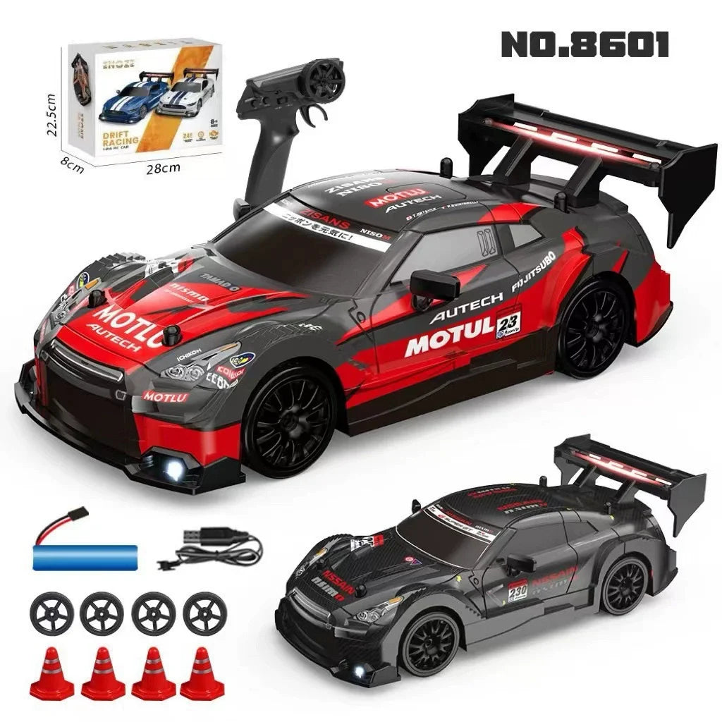For 2.4GHz 1:24 Scale High-Speed Electric Racing Drift Car for Kids Indoor Use RC Toy