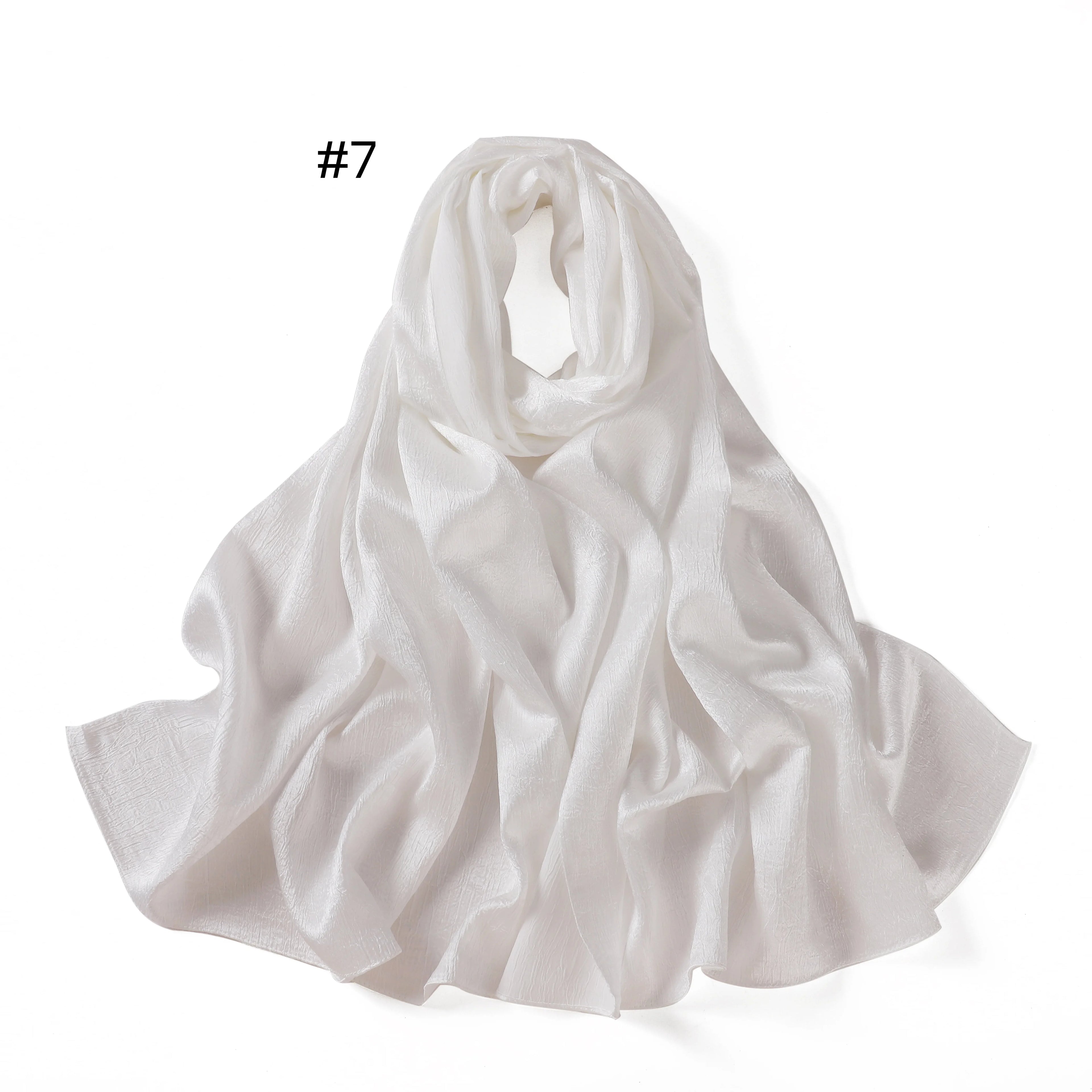 Crepe Silk Satin Solid Color Scarves Luxury Bandana Headband Headscarf Shawl Woman Turban Hijabs Rectangular Scarf for Women