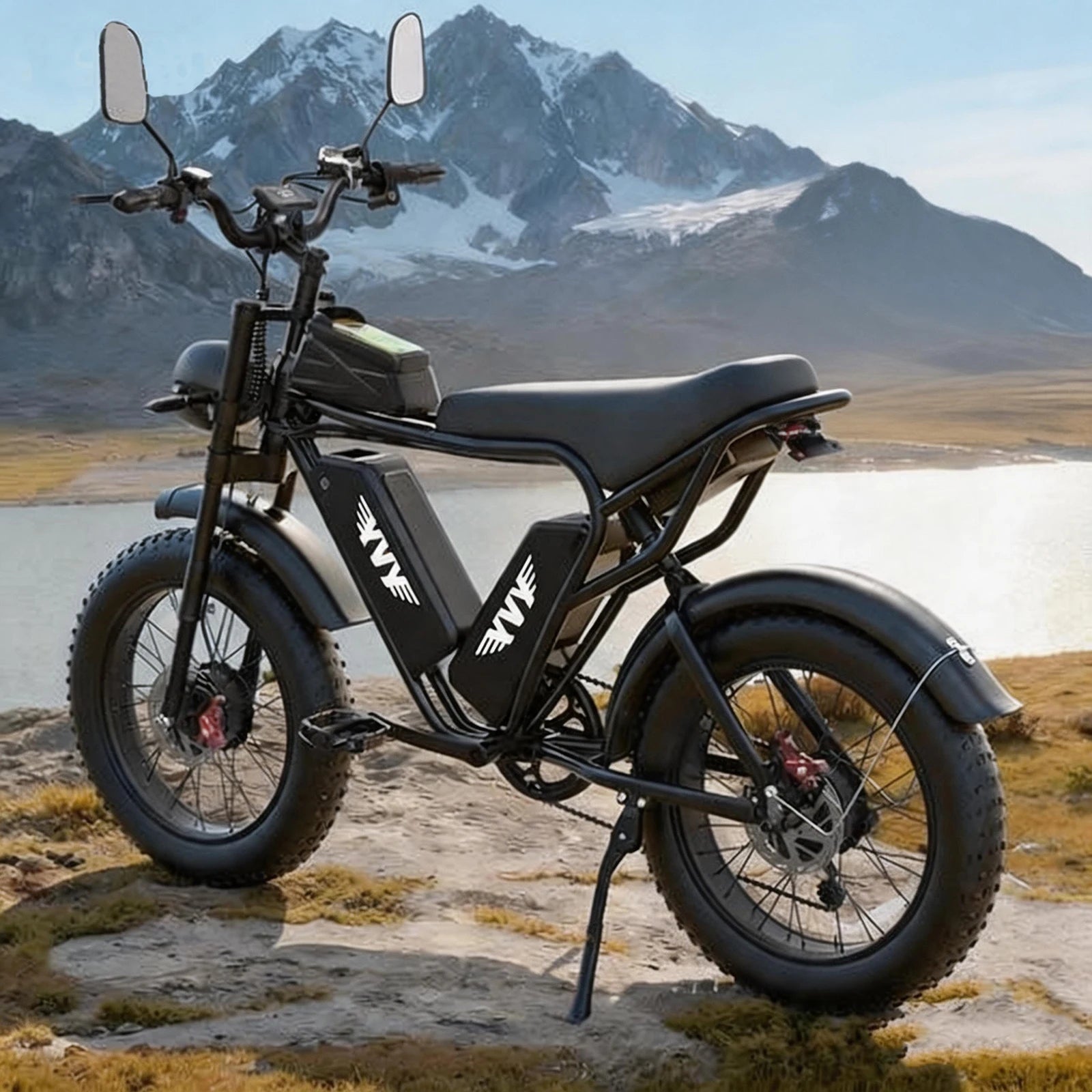 YVY Q20Pro 52V 40ah 20" Fat Tire Dual Motor Lithium Battery Electric Mountain Dirt Bike Off Road Electric Bicycle for Adults