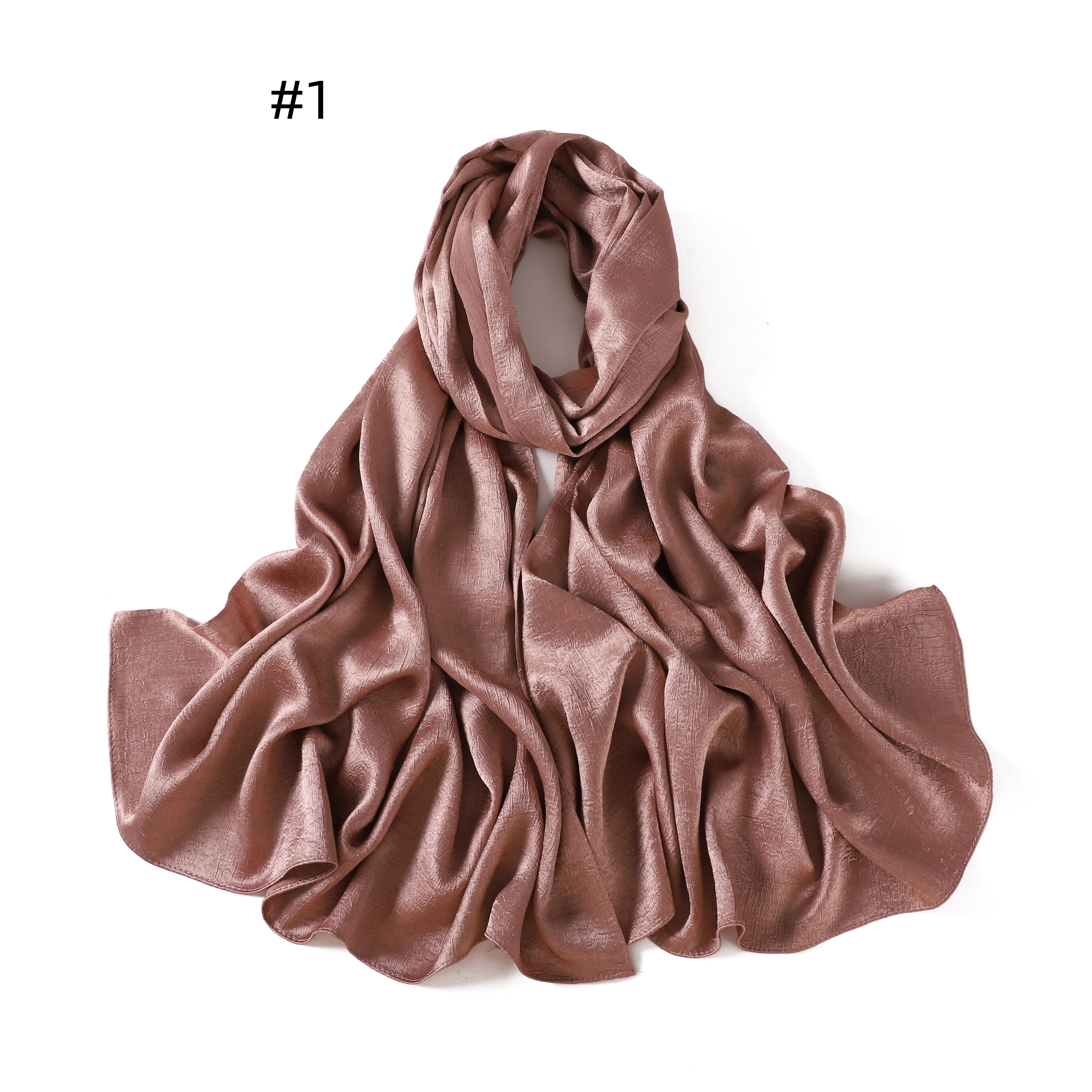 Crepe Silk Satin Solid Color Scarves Luxury Bandana Headband Headscarf Shawl Woman Turban Hijabs Rectangular Scarf for Women