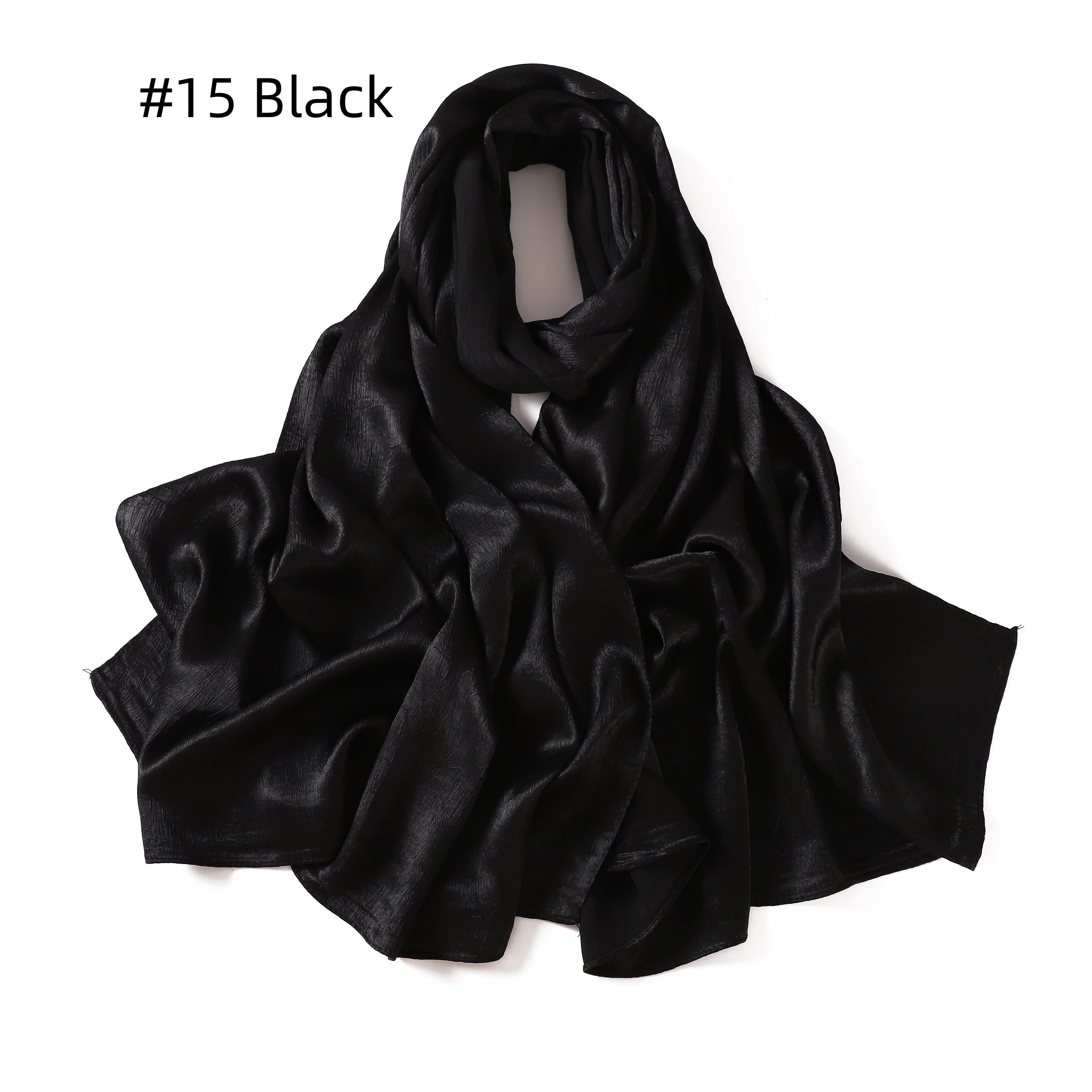 Crepe Silk Satin Solid Color Scarves Luxury Bandana Headband Headscarf Shawl Woman Turban Hijabs Rectangular Scarf for Women