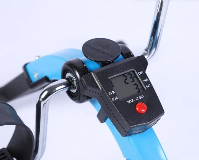 Home Exerciser Mini Cycle Fitness Exercise Bike Mini Bike Hand and Foot Trainer Foldable New Blue