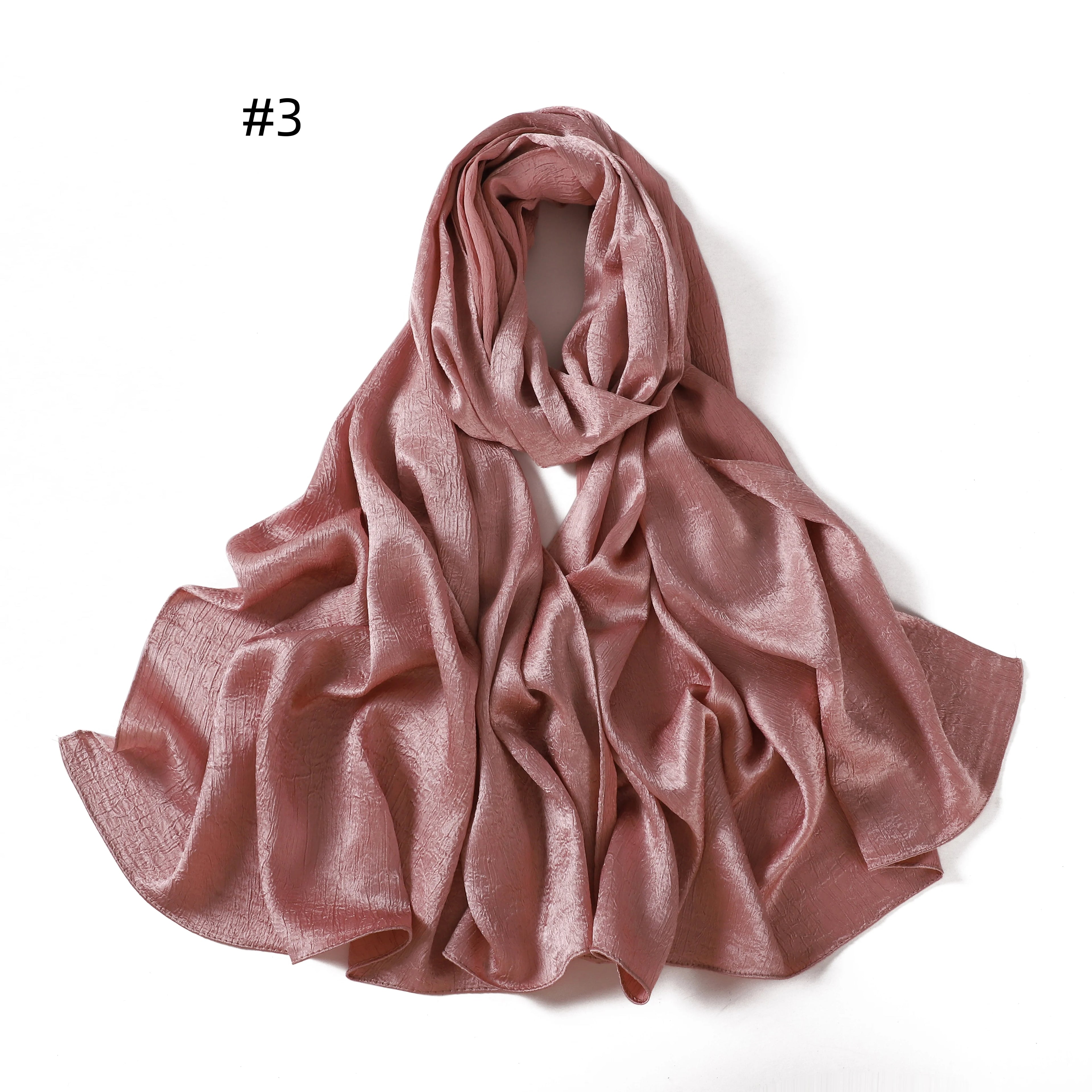 Crepe Silk Satin Solid Color Scarves Luxury Bandana Headband Headscarf Shawl Woman Turban Hijabs Rectangular Scarf for Women