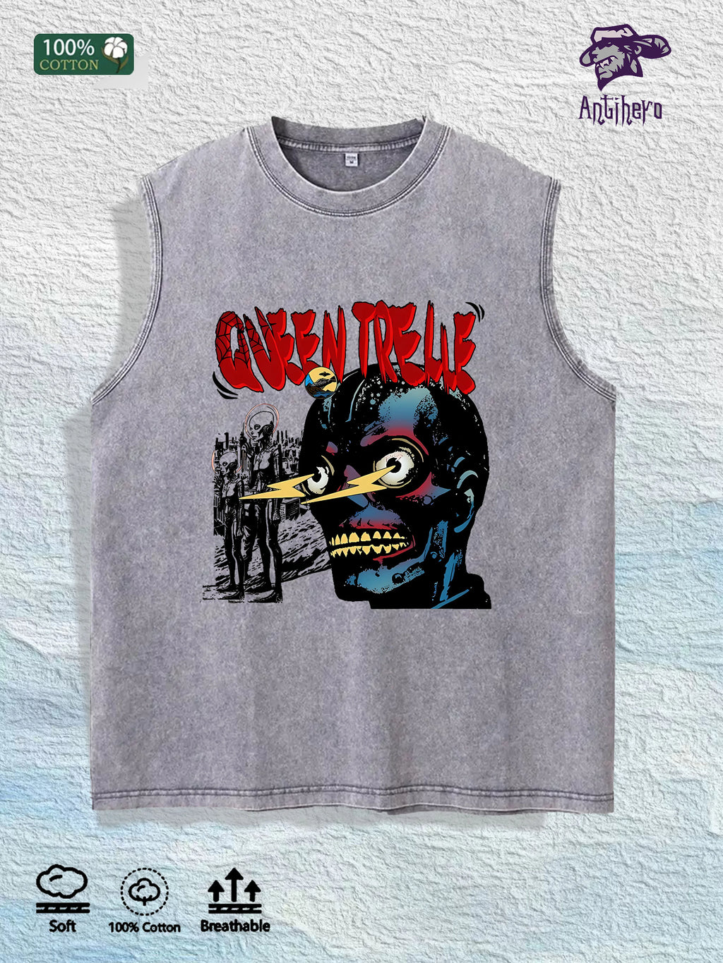 Antihero Queen Treble Graphic Tank Top 100% Cotton US Warehouse 7 Colors