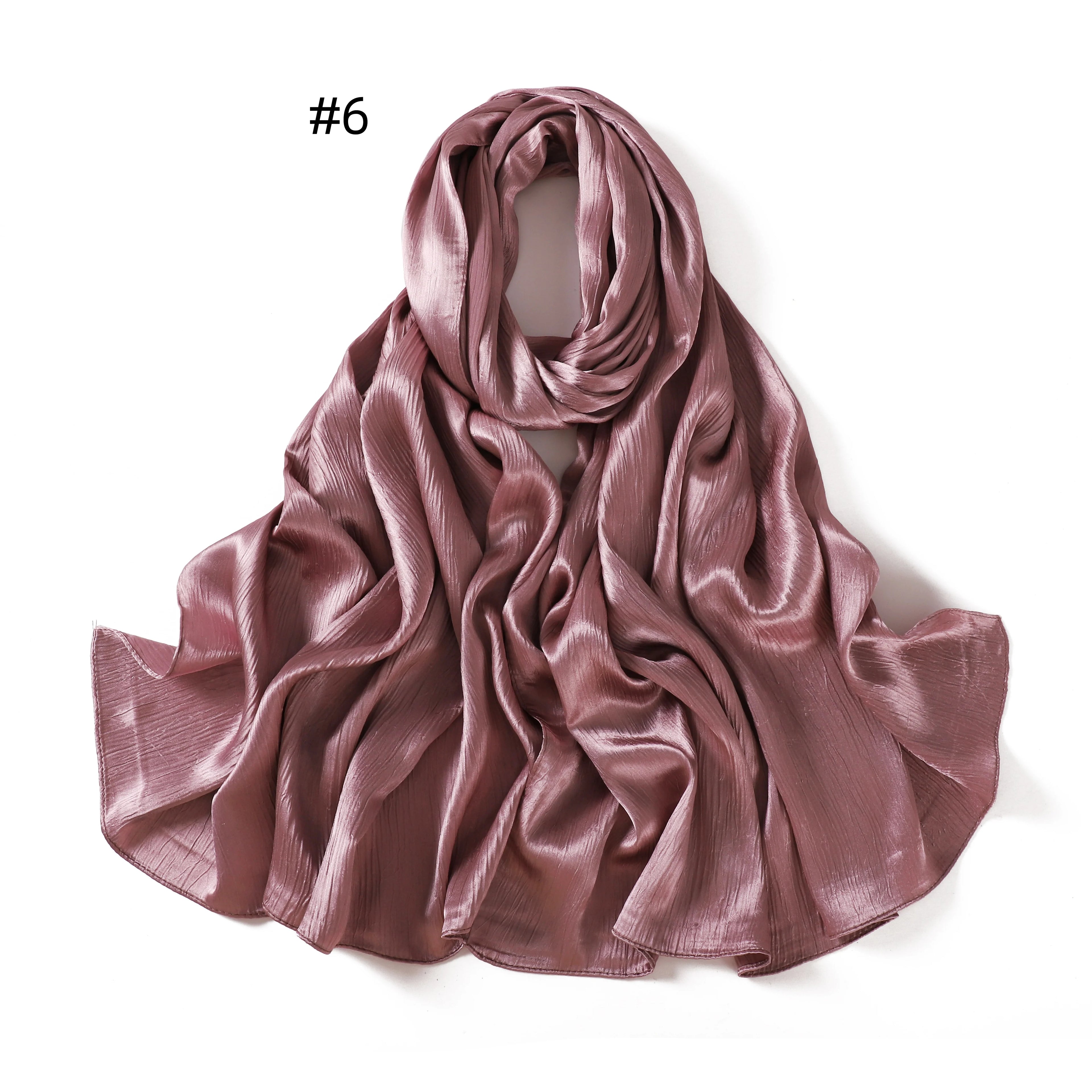 Crepe Silk Satin Solid Color Scarves Luxury Bandana Headband Headscarf Shawl Woman Turban Hijabs Rectangular Scarf for Women