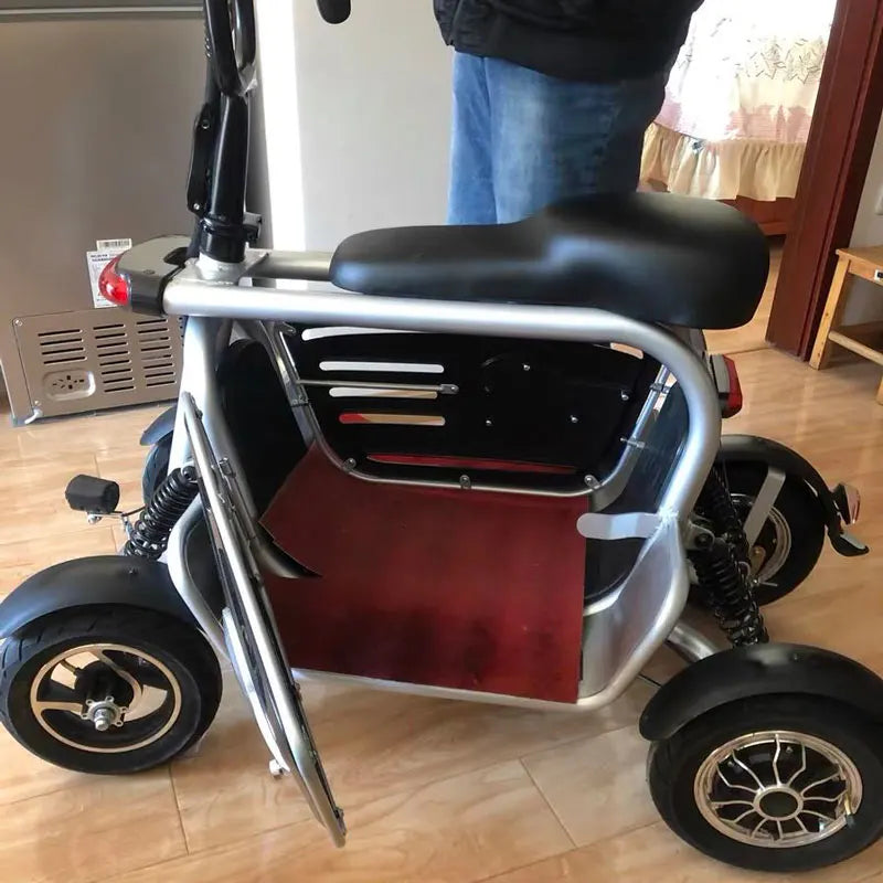 1000W Big Power 4 Wheel Electric Tricycle Removable Battery Folding Electric Moped Electric Mini Moped