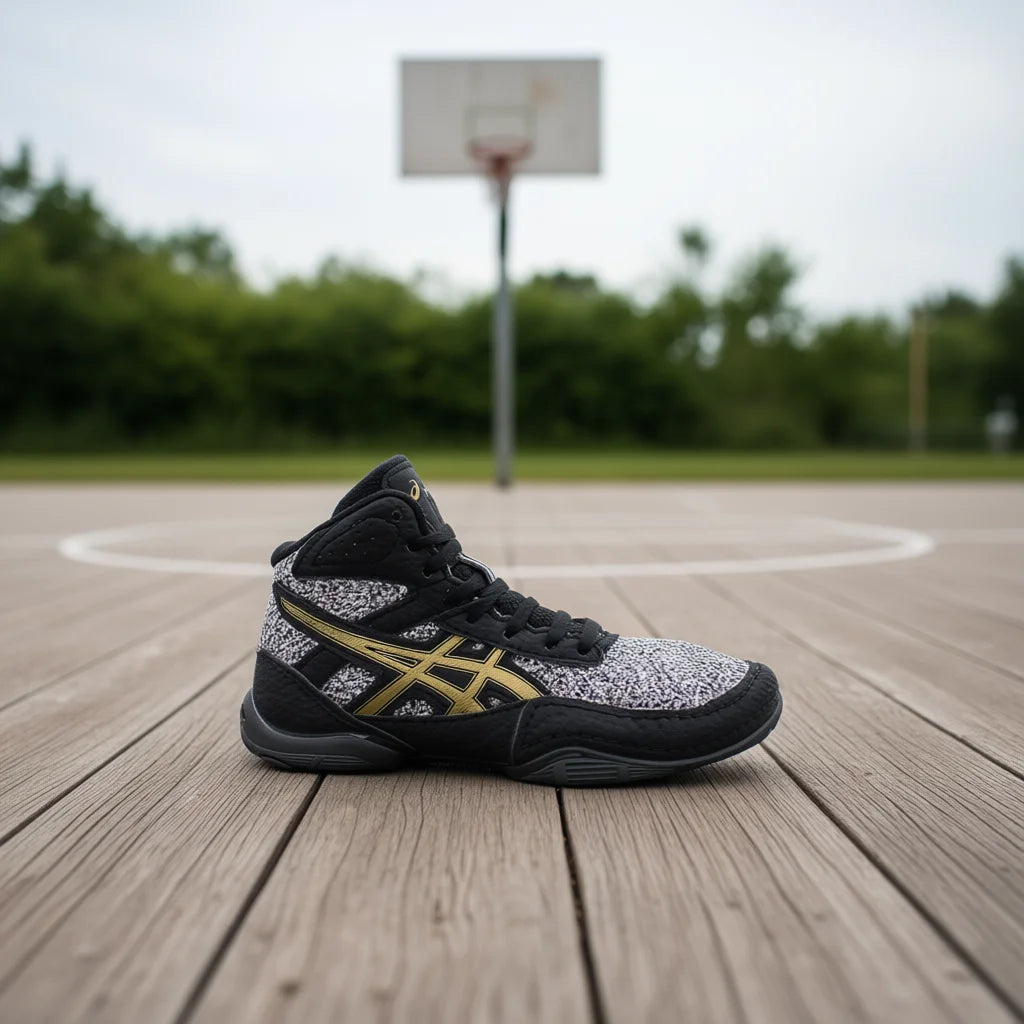 For Matflex 6 Gs Boys Basketball Shoes Size 10 Black Grey Gold Synthetic Upper Mesh Lining Rubber Outsole EVA Midsole