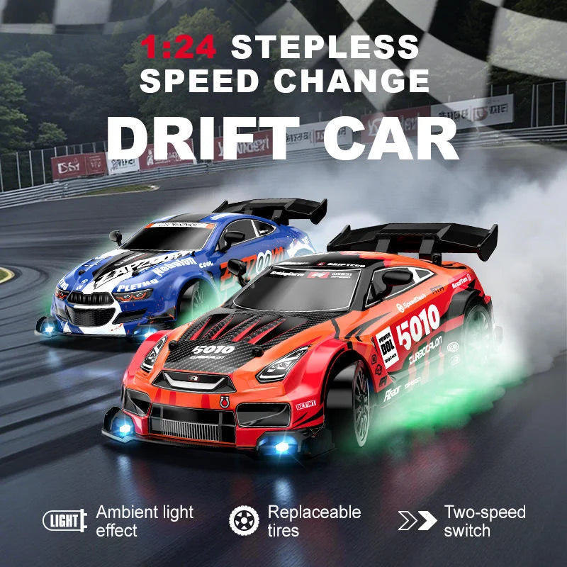 1/24 Scale Metal Remote Control Drift Car 2.4GHz 4WD High-Speed Sports Model with Follow Me & Auto Return for Boys Gift