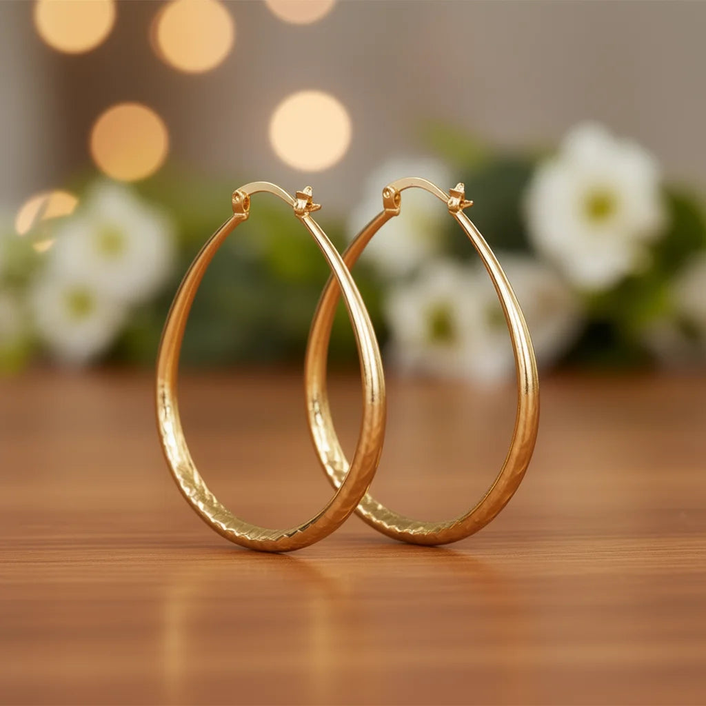 E4473 Golden Hoop Earrings for Women Gold Plated Stainless Steel Zircon Classic Fashion Jewelry