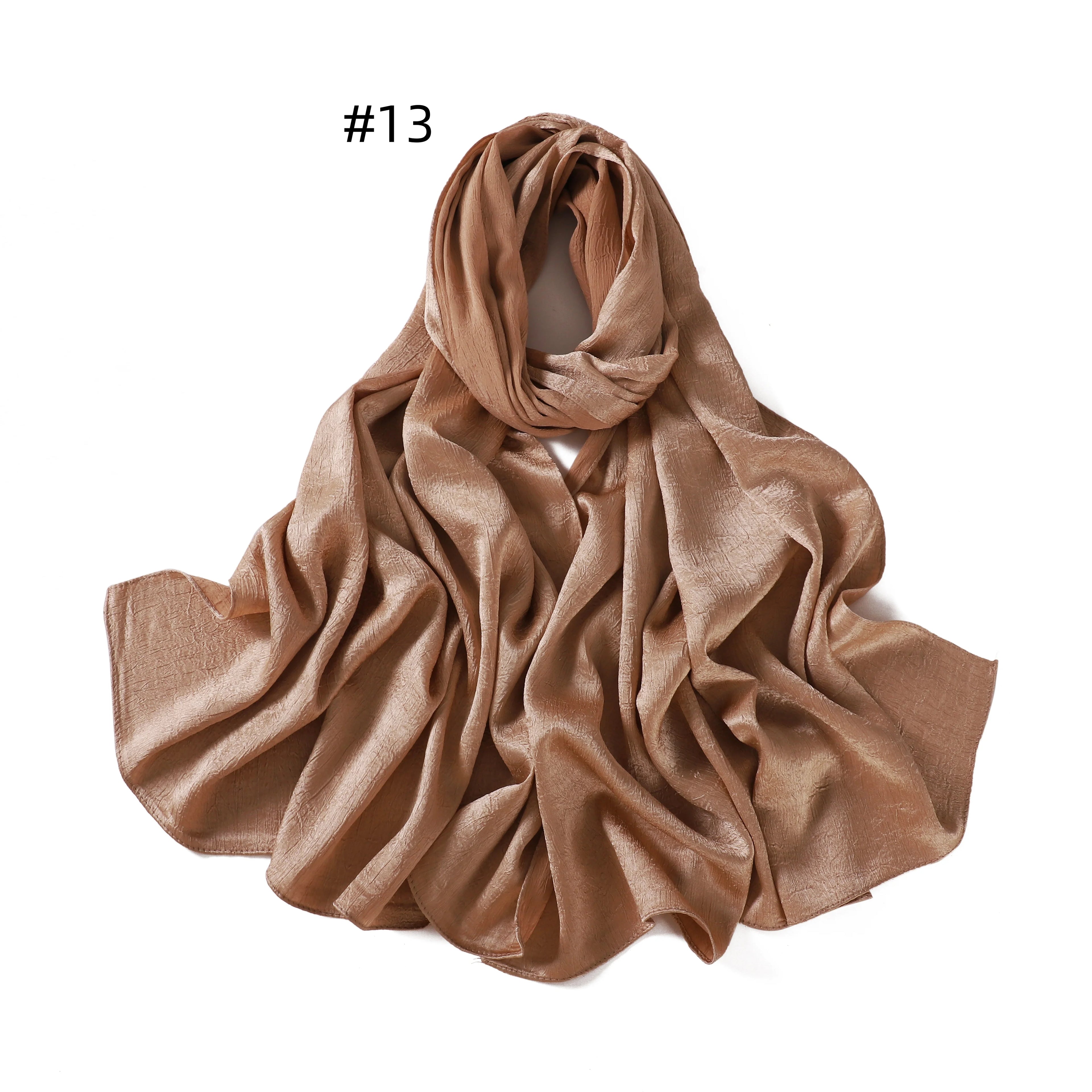 Crepe Silk Satin Solid Color Scarves Luxury Bandana Headband Headscarf Shawl Woman Turban Hijabs Rectangular Scarf for Women