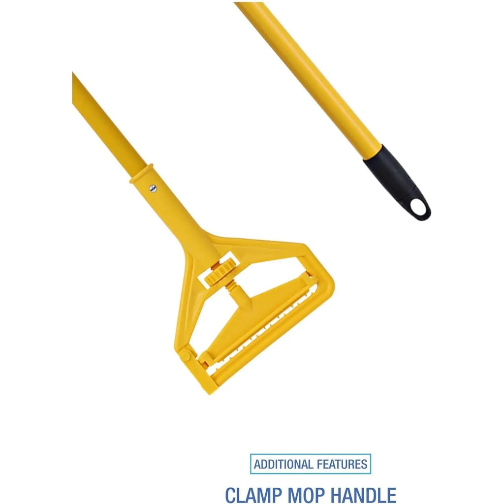 Boardwalk 5324C Cut-End Mop Kits #24 Natural 60-Inch Yellow Handle Rectangle Plastic Basket Sponge Dishwasher Safe House