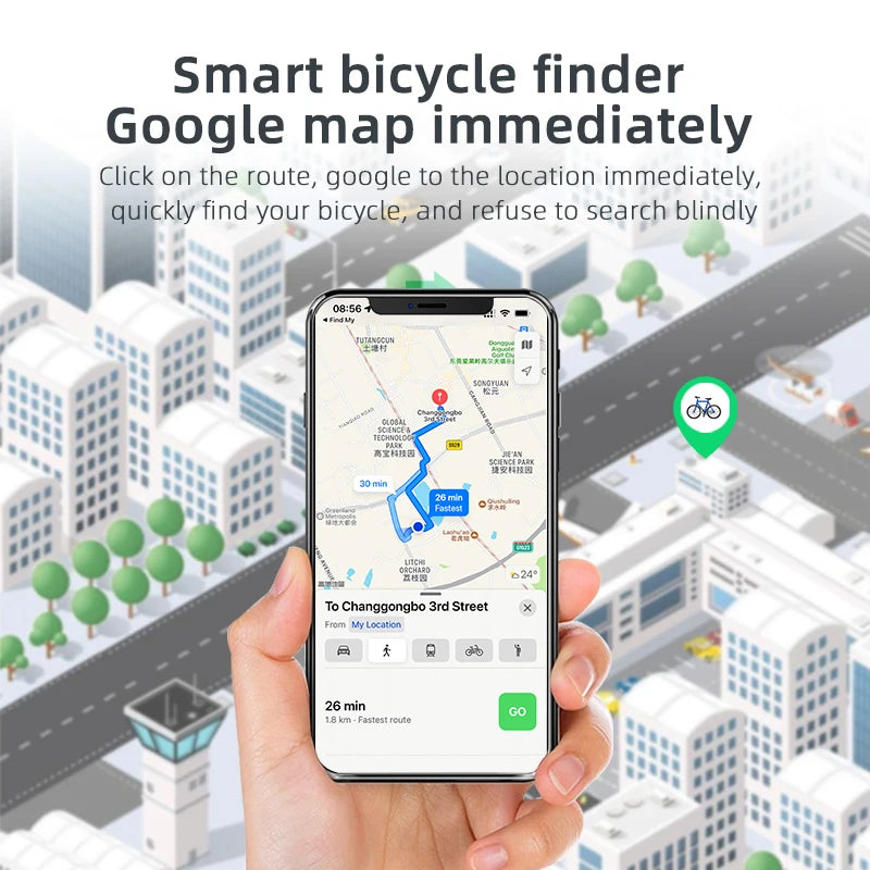 Global Location Aluminum Alloy Mini Bike Gold Bell Bicycle Air Tag GPS Tracker with Anti-lost Tag
