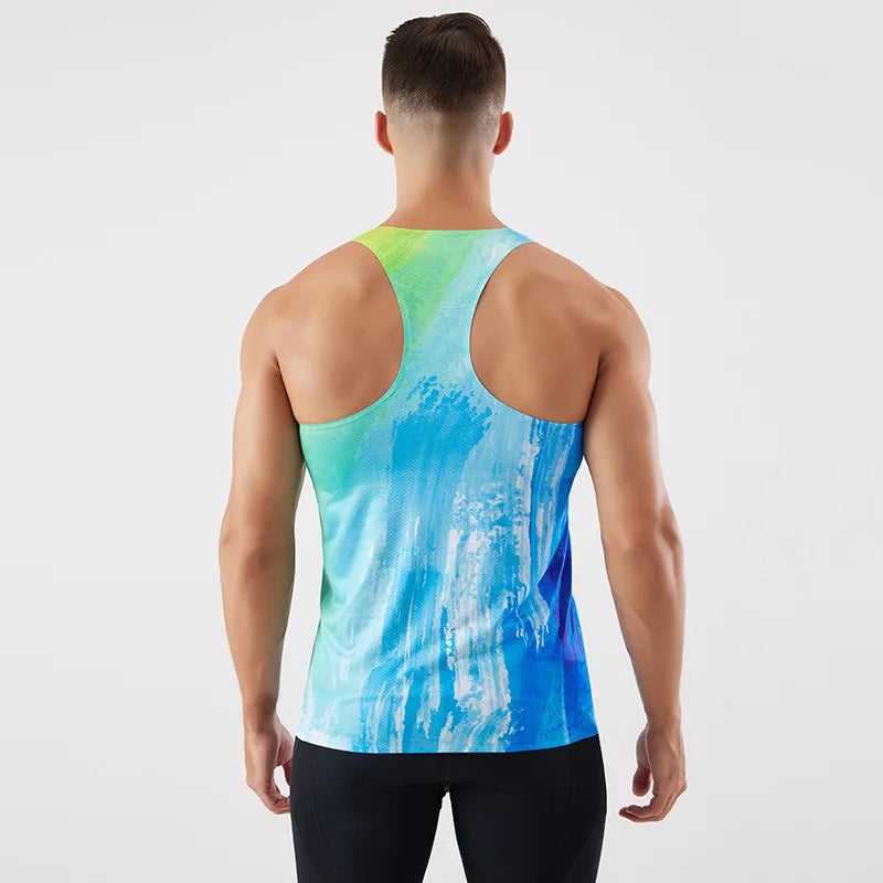 Colorful Training Sports Vest Sweat-Wicking Sleeveless Sports I-tank Top Vest Men's Running Workout Vest