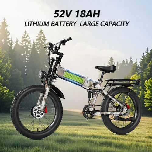 AMYET US Stock Foldable 24 Inch Easy Rider Folding Electric Bike 52v 750w Daul Motor Fat Tire Electric Bike E Bike