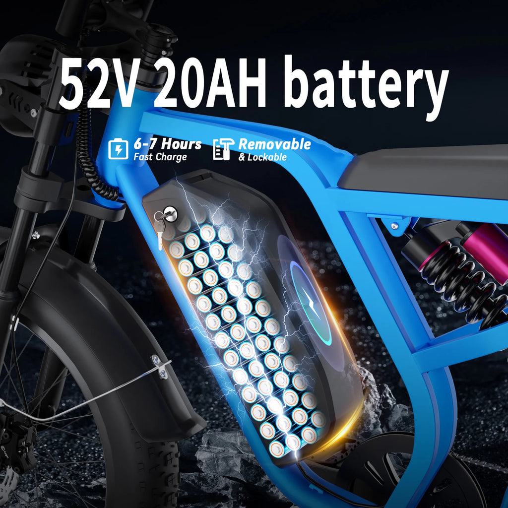 US Warehouse Electric Mountain Bike for Adults 1200w 52V 20ah Lithium Battery Fat Tire E-bike Eletrica Bicicleta Electr Bike