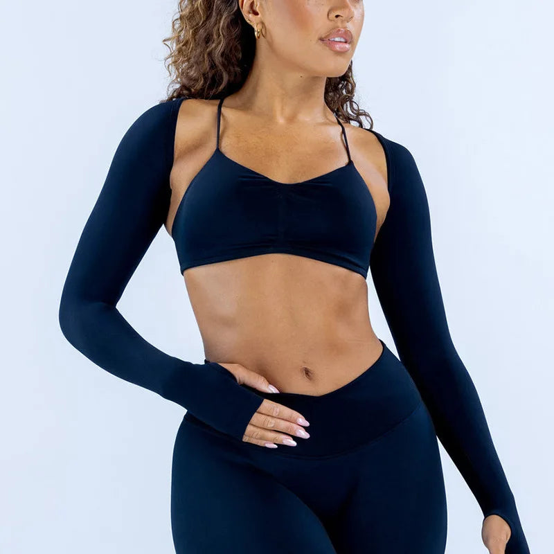YIYI Fashion Seamless 4pcs Workout Sets for Women Cross Waist Comfortable Yoga Fitness Sets Quick Dry Gym Wears for Ladies