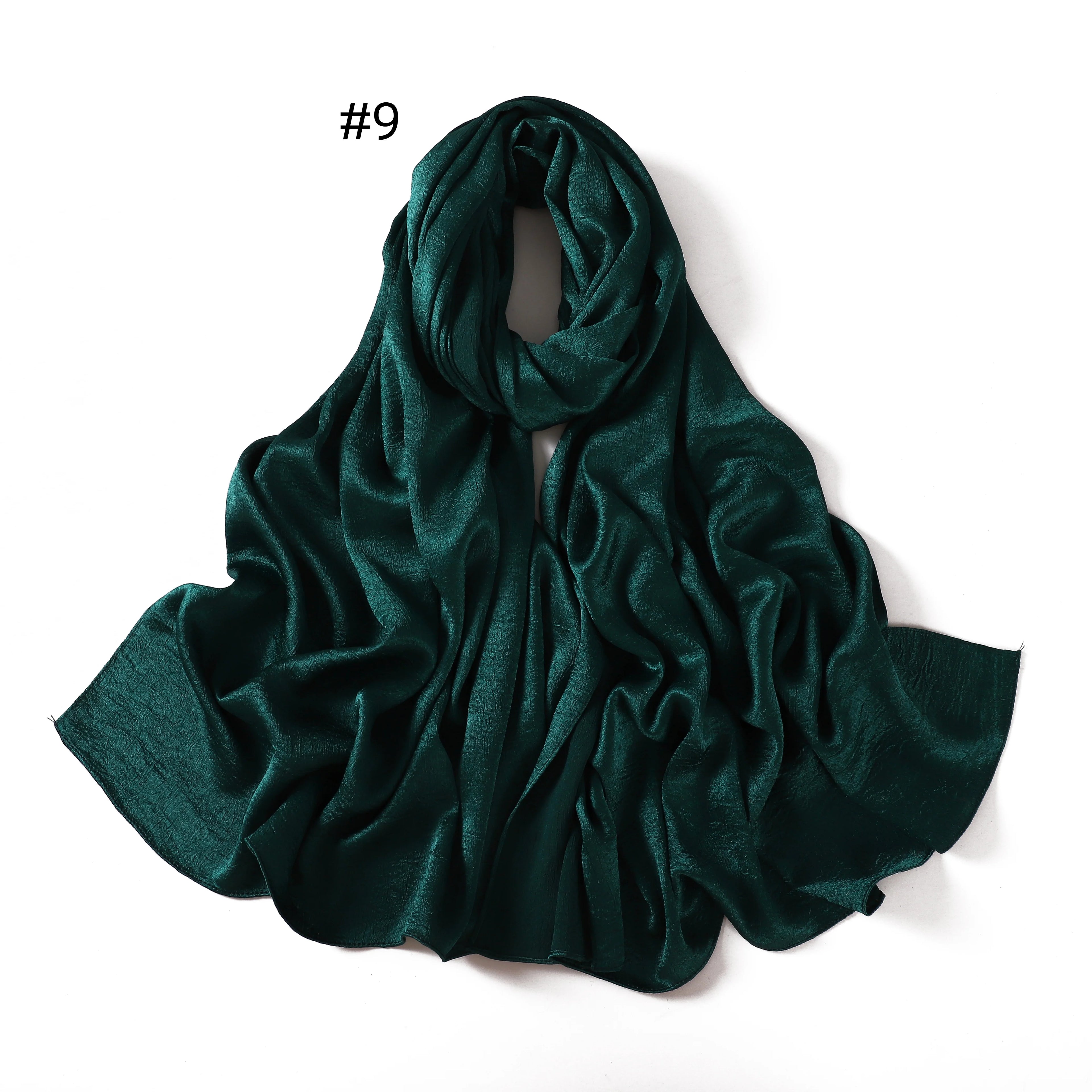 Crepe Silk Satin Solid Color Scarves Luxury Bandana Headband Headscarf Shawl Woman Turban Hijabs Rectangular Scarf for Women