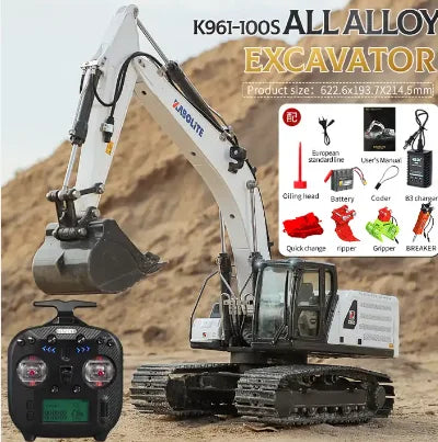 K961-100S 1/18 Metal Hydraulic RC Excavator Upgraded Version Remote Control Fully Functional Model Truck Product RC Cars