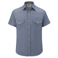 Mens Denim Western Cowboy Causal Pearl Snap Button up Short Sleeve Regular Fit Shirts